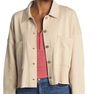 Elodie Oversized W/Pockets Button Up Jacket In Taupe Size XL